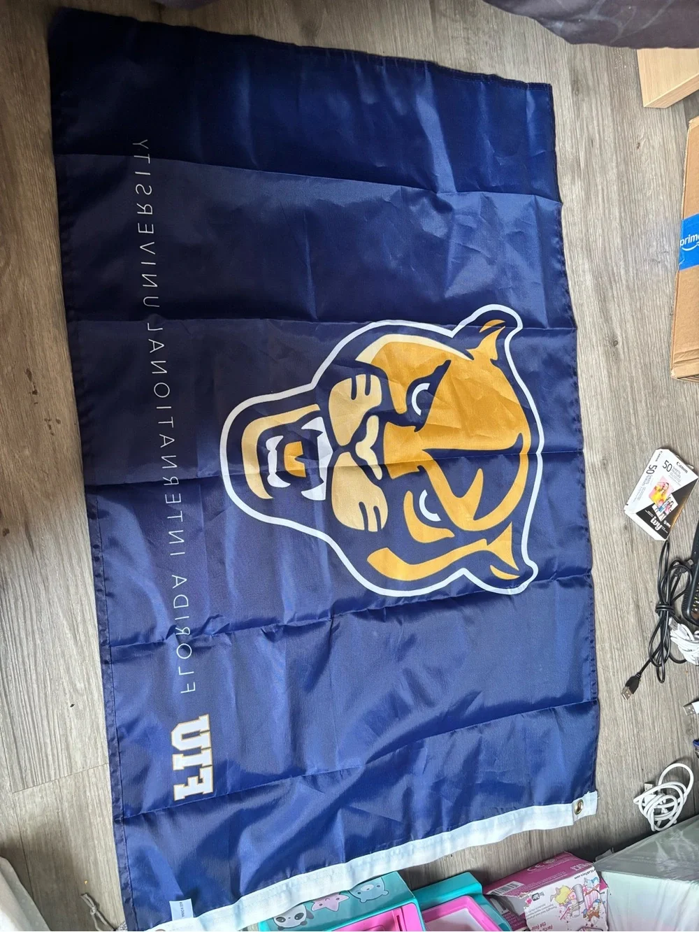 FIU, Florida International University - Navy & Gold Cougar Face Banner